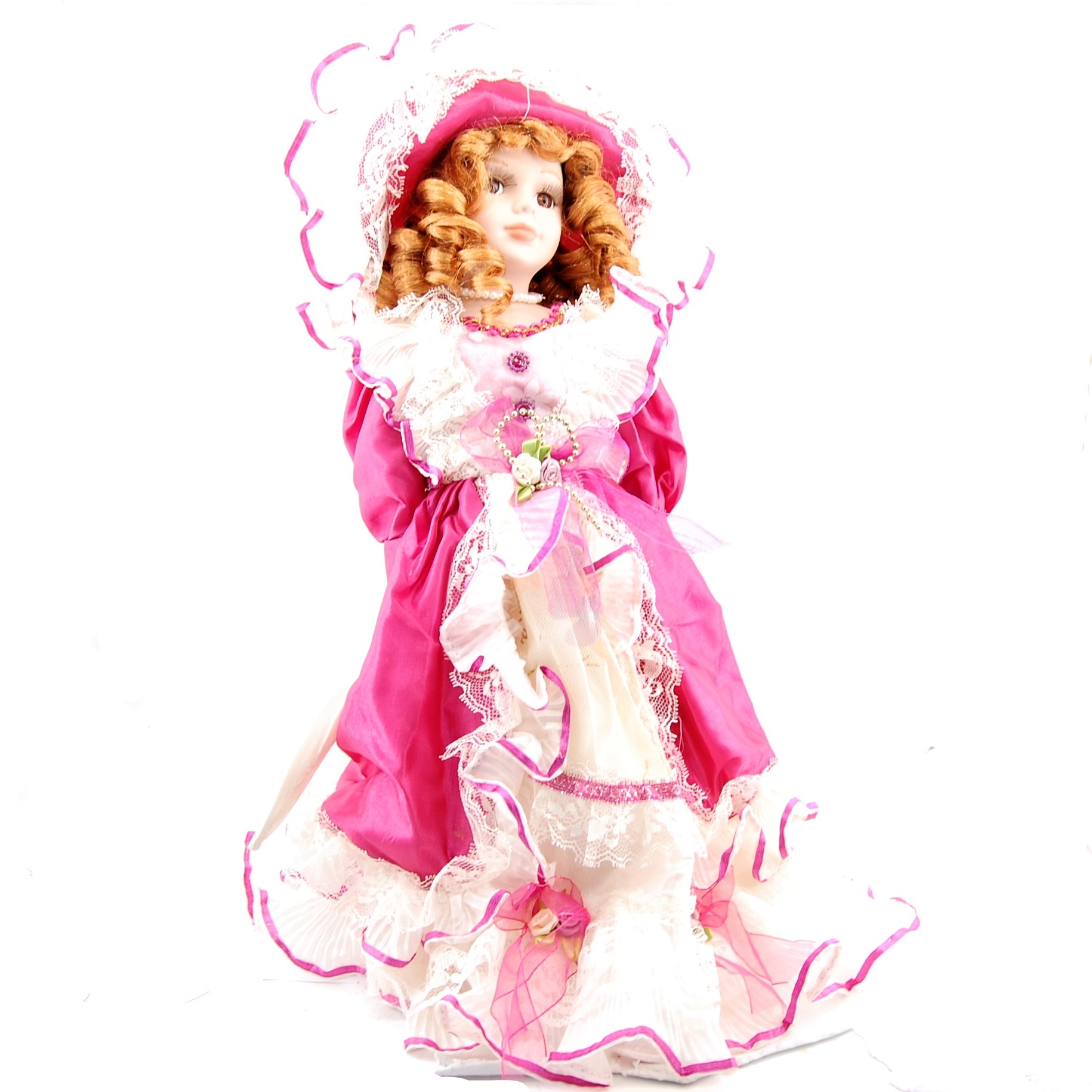 Porcelánová bábika 40 cm rúžová - B-37