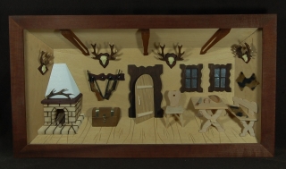 Drevený obraz 3D - Poľovnícka izba